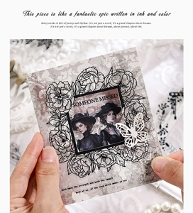 Close-up van vintage bloemenstickers met Victoriaanse illustraties en kanten details