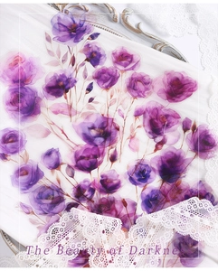 Detailed view of iridescent purple PET rose stickers for scrapbooking decorations