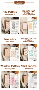 Detailopname van retro houten stempels met vintage patronen voor DIY scrapbooking