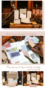 Macro-opname van houten retrostempels voor DIY-journaling en scrapbooking decor