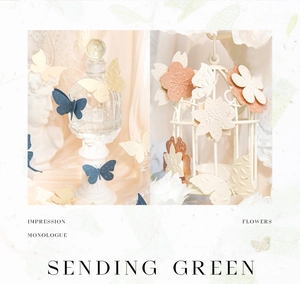 Detailed view of 3D embossed butterfly and flower paper stickers for DIY scrapbooking