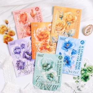 Rainbow Rose Series Vintage PET Stickers For Journaling Scrapbooking Watercolor Flower Decorative Aesthetic DIY Material Stationery