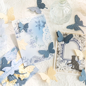 Vintage Butterfly Garden scrapbook material kit with 30 pieces of lace floral paper cards