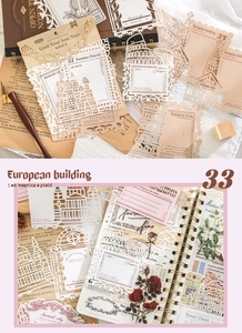 Detailed hollow paper cutouts of European landmarks for vintage travel journaling decoration
