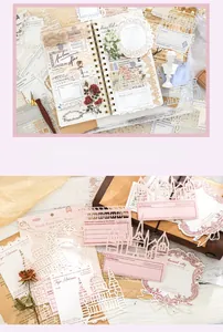 Detail of laser-cut paper scrapbooking kit featuring vintage architectural world monuments