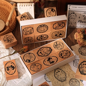 Retro Schmetterling und Blumen Holzstempel Set für DIY Journaling und Bastelarbeiten