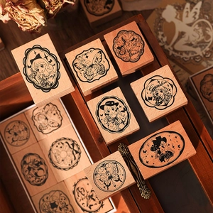 Vintage Holzstempel-Set mit Schmetterlings- und Blumenmotiven für DIY-Journale