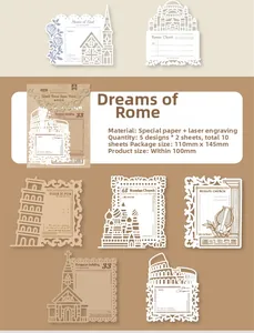Laser-cut hollow paper notes featuring world landmarks like Leaning Tower of Pisa
