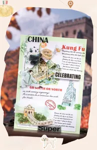 Künstlerische China-Aufkleber mit Pandas, Großer Mauer und Kung Fu für das Scrapbooking
