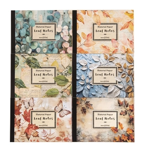 Set of 6 leaf-themed vintage decorative material papers for DIY journaling and scrapbooking