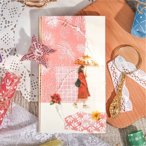 Retro dromerige serie DIY plakboek papier set met bloemen en vintage stickers pakket