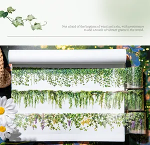 Detailweergave van naadloze PET-tape met klimop- en plantmotieven voor DIY-dagboeken