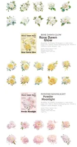 Close-up of Flower Nature Notes PET stickers with watercolor floral patterns and dimensions