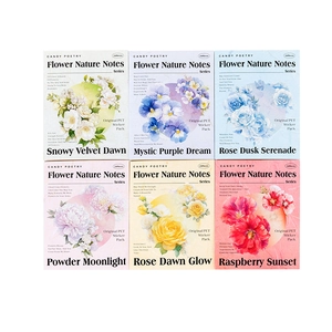 Floral nature PET stickers set featuring six diverse botanical themes for DIY journaling