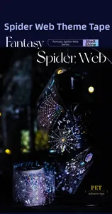 Détail du ruban PET Fantasy Spider Web avec effet lumière coquille sur lanterne vintage