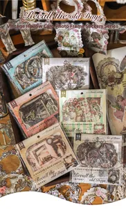 Macro-opname van 15 vintage holle frame stickers voor DIY scrapbooking decoratie