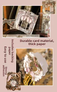 Macro-opname van 15 vintage kaderstickers van dik karton voor DIY-dagboekdecoratie