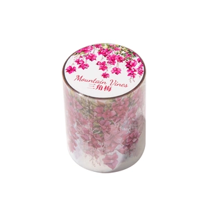 Mountain Vines washi tape featuring realistic pink and purple bougainvillea flower patterns