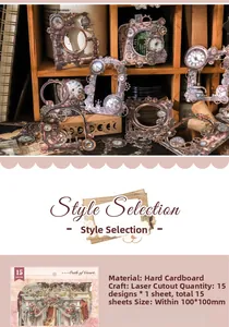 Macro-detail van lasergesneden steampunk-kaderstickers met vintage tandwielen en klokken