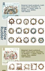 Macro detail van lasergesneden retro papieren stickers met zee- en naaimotieven