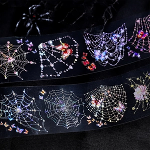 Fantasy Spider Web PET Decorative Tape Shell Light Iridescent Butterfly Gothic Scrapbooking DIY Sticker Journal Decor