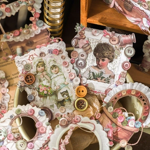 Vintage stickers in Victoriaanse stijl met holle fotolijst voor DIY scrapbooking