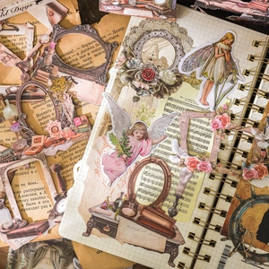 Vintage stickers met engelen en bloemmotieven voor scrapbooking en DIY-dagboeken