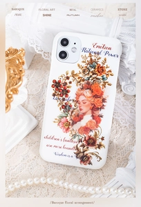 Custodia per telefono barocca vintage con pittura a olio floreale e decoro di perle