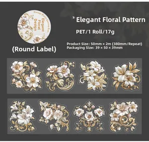 Dettagli del nastro PET barocco con motivi floreali vintage dorati e goffrati