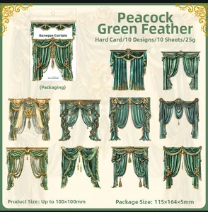 Detalle de 10 pegatinas barrocas verde pavo real para scrapbooking en cartulina dura