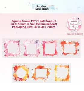 Nastro in PET dettagliato con cornici barocche acquerellate e motivi floreali per scrapbooking