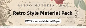 Close-up of European retro paper material bag with PET stickers and French script