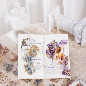 Nastro adesivo PET floreale barocco con fiori e farfalle vintage per decorazione di diari