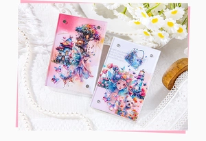 Detailed view of vintage acrylic magnetic photo frames with whimsical fantasy illustrations