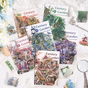 Pegatinas PET Florales Retro Serie Century Garden Calcomanías Decorativas Arquitectura Jardín Botánico Vintage para DIY Scrapbooking Journaling Manualidades