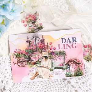 Set de pegatinas PET temáticas de jardín con patios florales y paisajes románticos