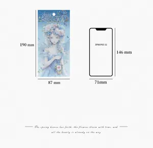 Comparaison de taille d'autocollants floraux 190x87mm montrant les dimensions réelles