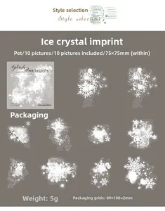 Set de 10 pegatinas PET de copos de nieve con salpicaduras de tinta para manualidades