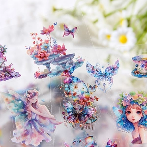 Dreamy floral fairy and butterfly PET decorative stickers for creative journaling