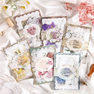 Printed Retro DIY Scrapbook Material PET Stickers Decorative Paper Lace Floral For Journaling Crafting Vintage Junk Journal Supplies