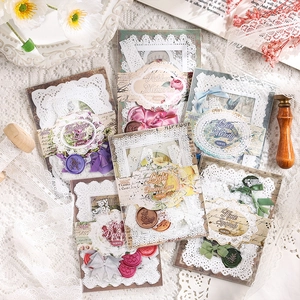 Vintage Lace Scrapbook Sticker Set 40PCS Ribbon Memories Series for DIY Crafting