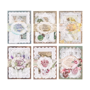 Vintage Lace Melody scrapbook paper set featuring 6 styles and 40 decorative pieces