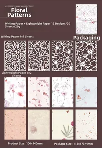 Dettaglio della carta artistica con trama floreale e materiali per decorazione fai-da-te