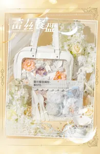 Detailed DIY lace accessory kit with white Lolita style clear window display bag