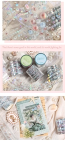 Macro detail of 3D pearl effect decorative PET tape for scrapbooking and DIY crafts