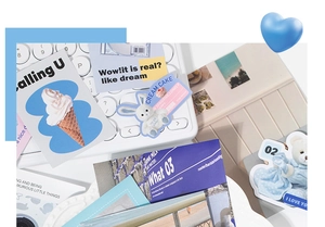 Close-up of heart market themed DIY planner stickers with teddy bears and ice cream