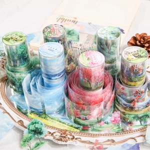 Nature landscape PET decorative tape for journaling in six diverse botanical themes