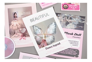 Korean style pink aesthetic DIY journaling cards featuring ballet and vintage motifs