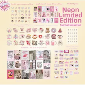 Detail view of scrapbooking kit with 208 pieces including stickers and pearl accents