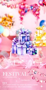 Watercolor gift box acrylic stand with transparent base for festive party desk decoration